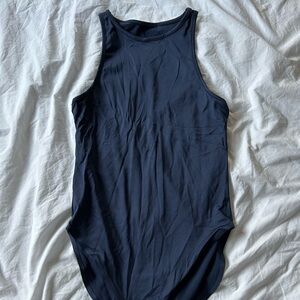 Girlfriend Collective navy high neck bodysuit